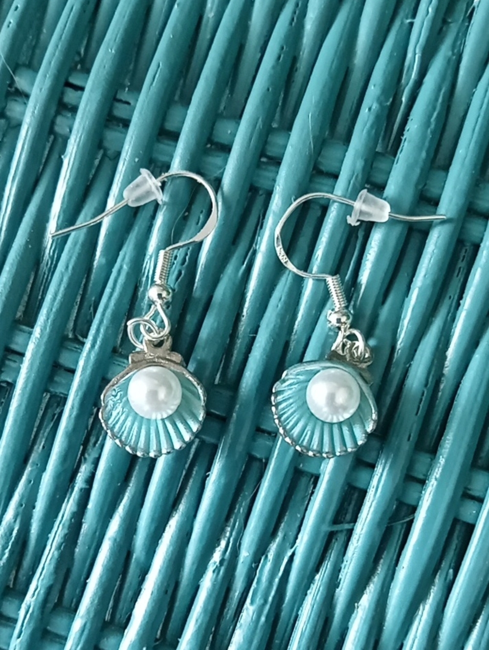 Sterling Silver Seashell Pearl Earrings